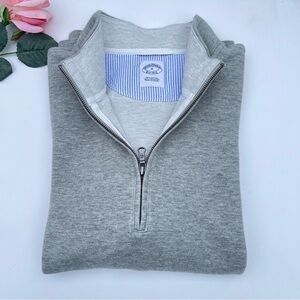 BROOKS BROTHERS Men's Heather Gray 1/4-zip Preppy Pullover Sweater  size M